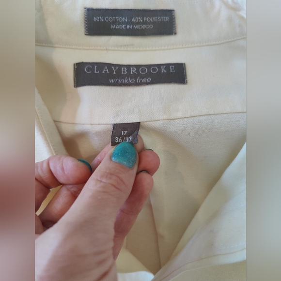 Claybrooke collared button down cream shirt 👕 🤍 (17  X 36/37) 🤍 - Picture 14 of 16